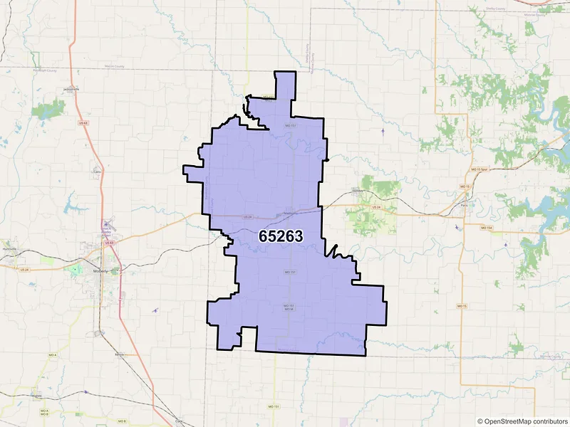 Map of ZIP Code 65263 — Madison, MO