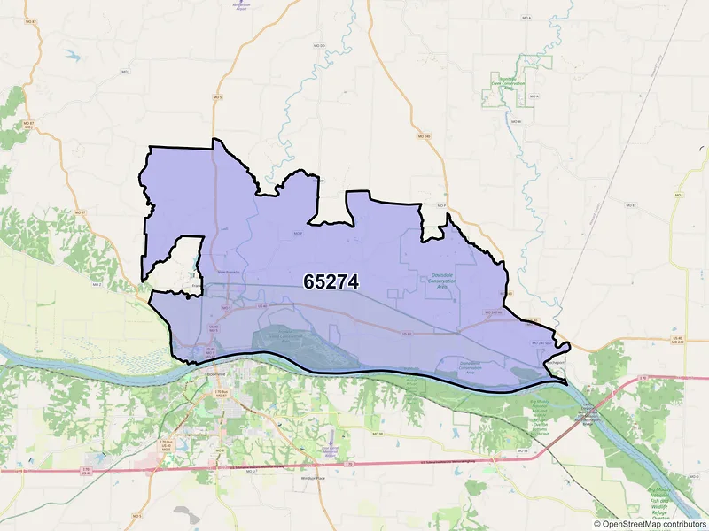 Map of ZIP Code 65274 — New Franklin, MO