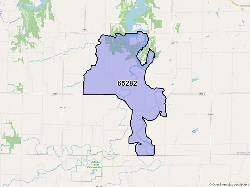 Map of Santa Fe, Missouri and ZIP codes