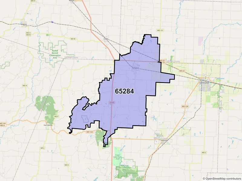 Map of ZIP Code 65284 — Sturgeon, MO