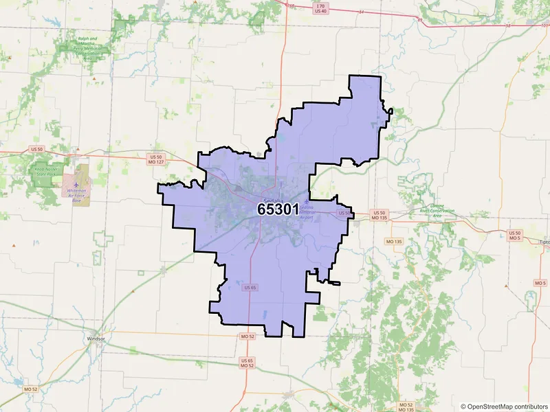 Map of ZIP Code 65301 — Sedalia, MO