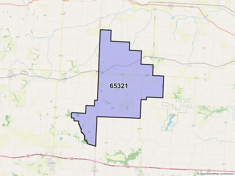 Map of ZIP Code 65321 — Blackburn, MO