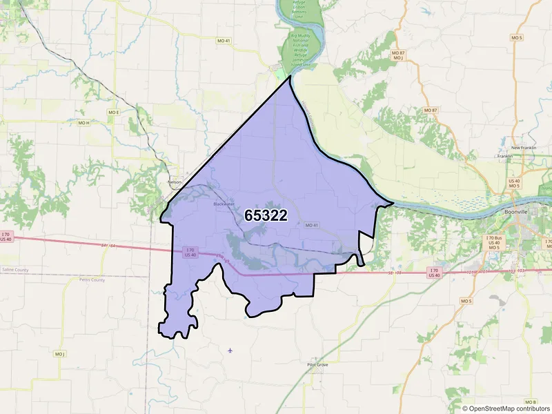 Map of ZIP Code 65322 — Blackwater, MO