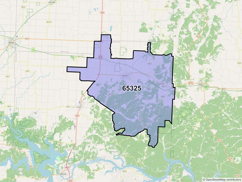 Map of ZIP Code 65325 — Cole Camp, MO