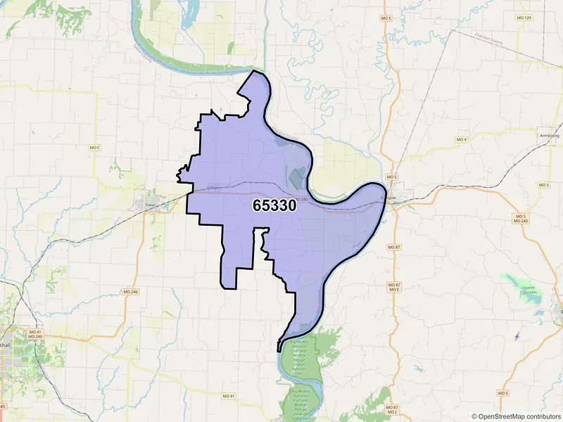 Map of ZIP Code 65330 — Gilliam, MO