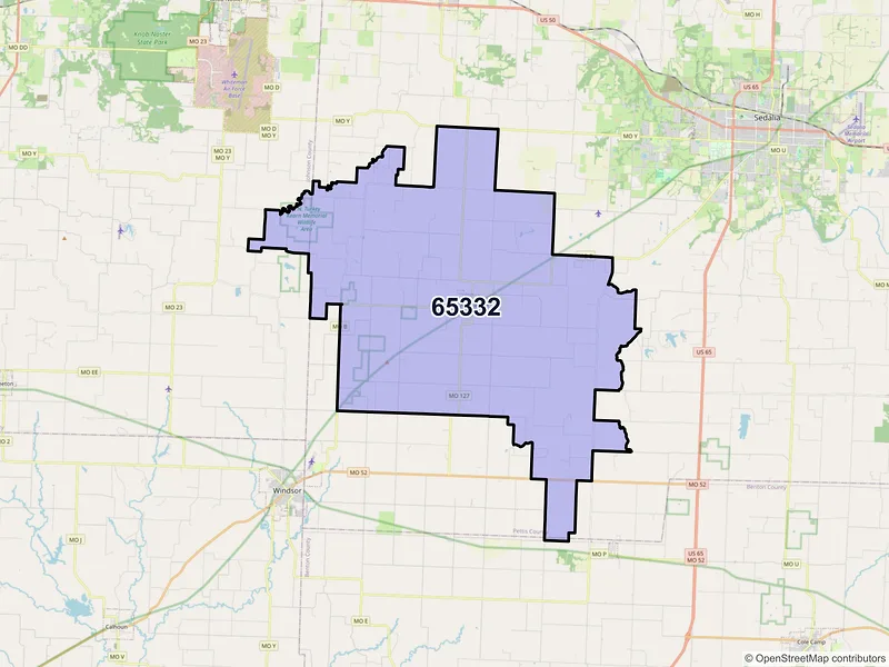 Map of ZIP Code 65332 — Green Ridge, MO