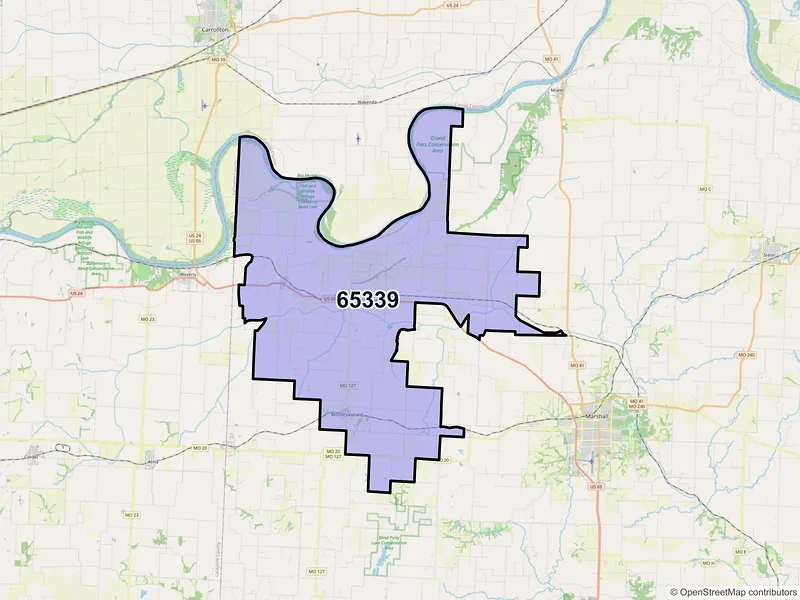 Map of ZIP Code 65339 — Malta Bend, MO
