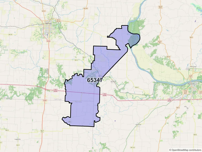 Map of ZIP Code 65347 — Nelson, MO