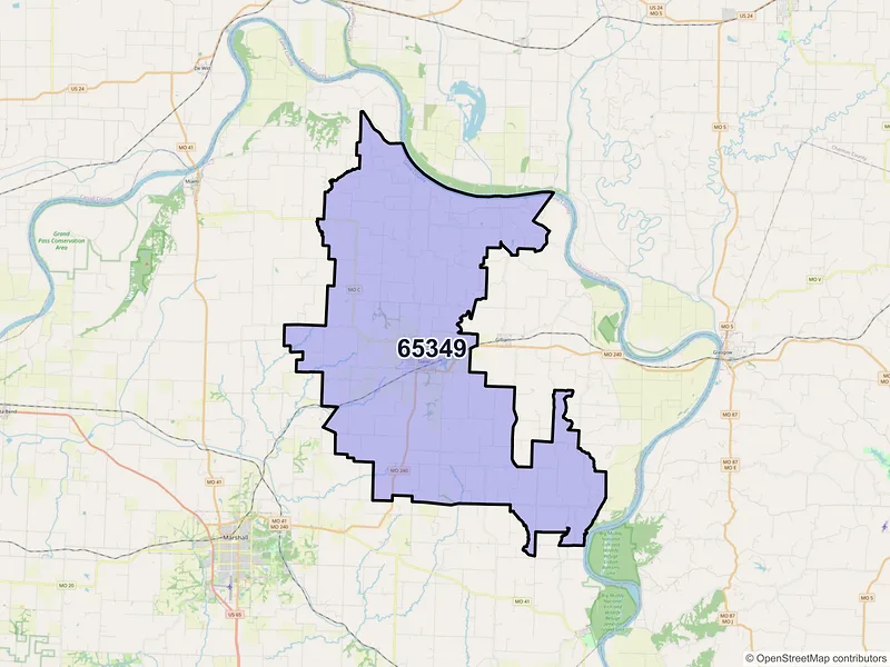 Map of Slater, Missouri and ZIP codes