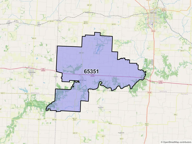 Map of ZIP Code 65351 — Sweet Springs, MO