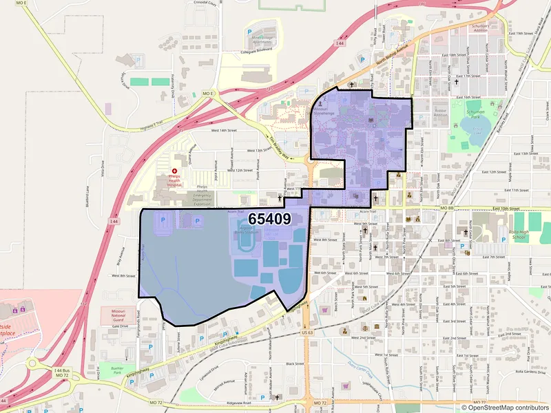 Map of ZIP Code 65409 — Rolla, MO