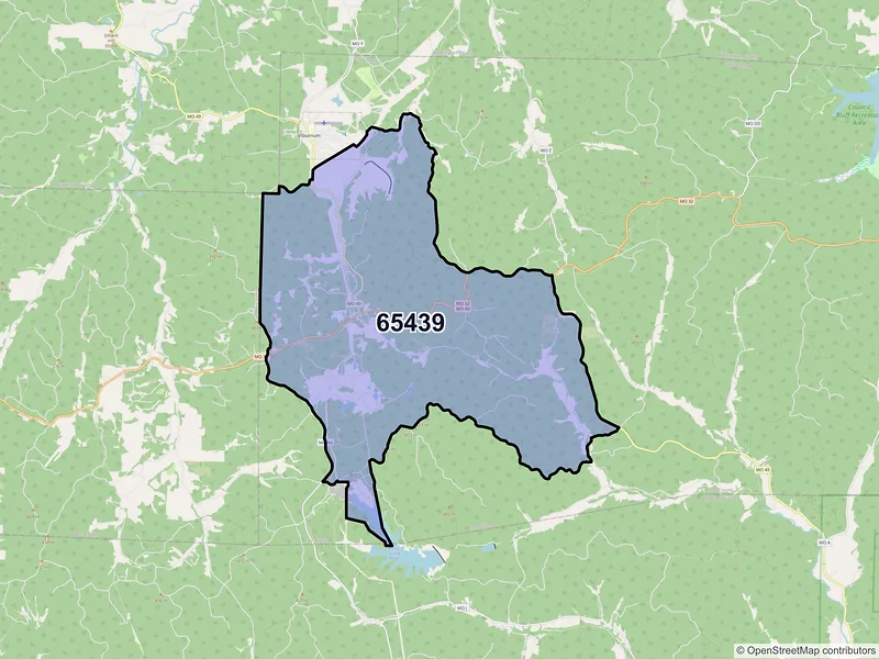 Map of ZIP Code 65439 — Bixby, MO