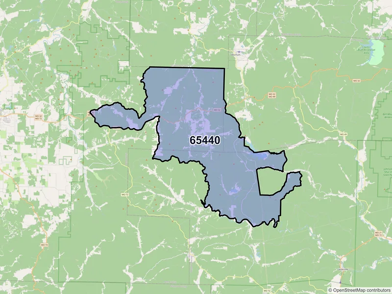 Map of ZIP Code 65440 — Boss, MO