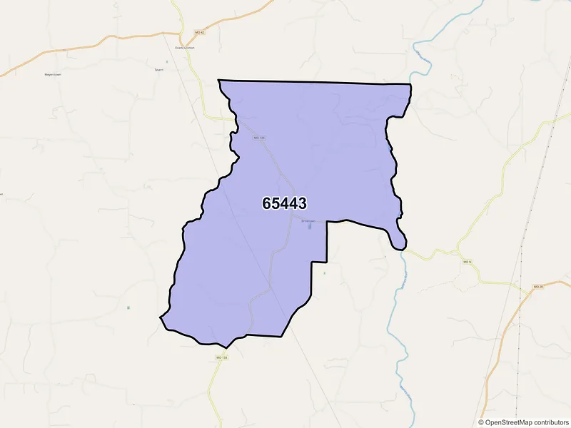 Map of ZIP Code 65443 — Brinktown, MO