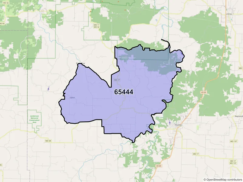Map of ZIP Code 65444 — Bucyrus, MO
