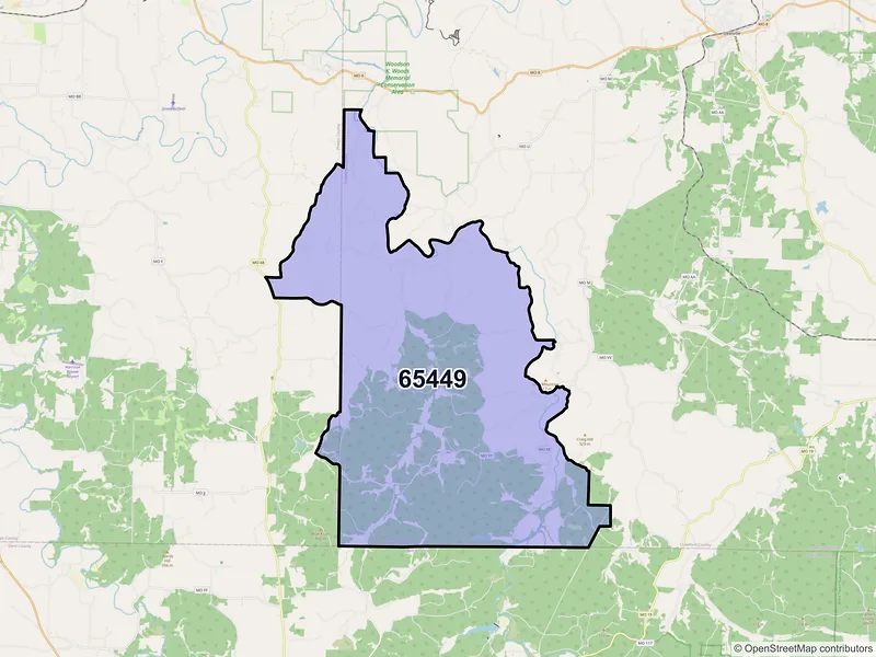 Map of ZIP Code 65449 — Cook Sta, MO