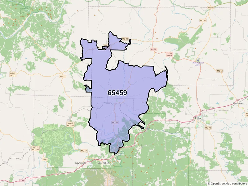 Map of ZIP Code 65459 — Dixon, MO