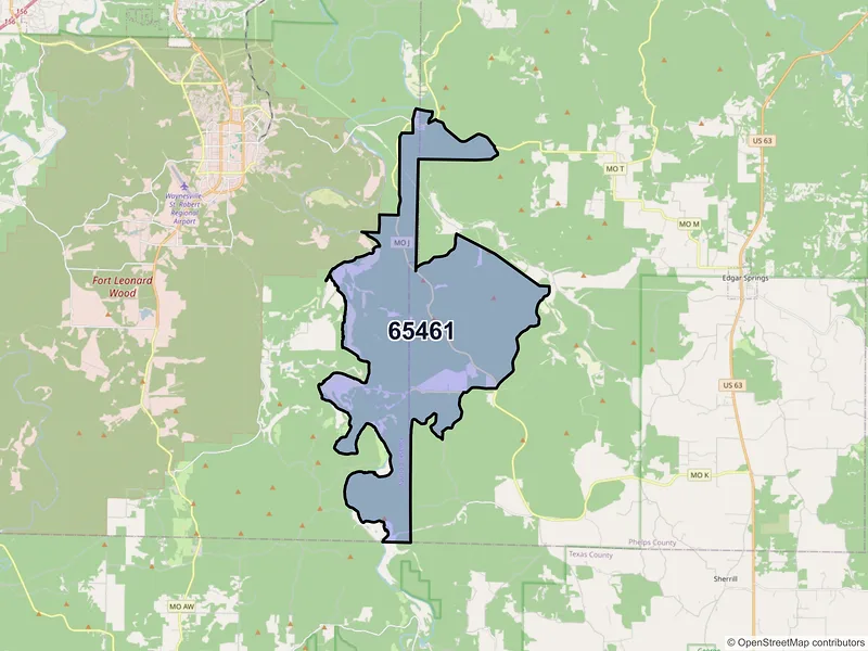 Map of ZIP Code 65461 — Duke, MO