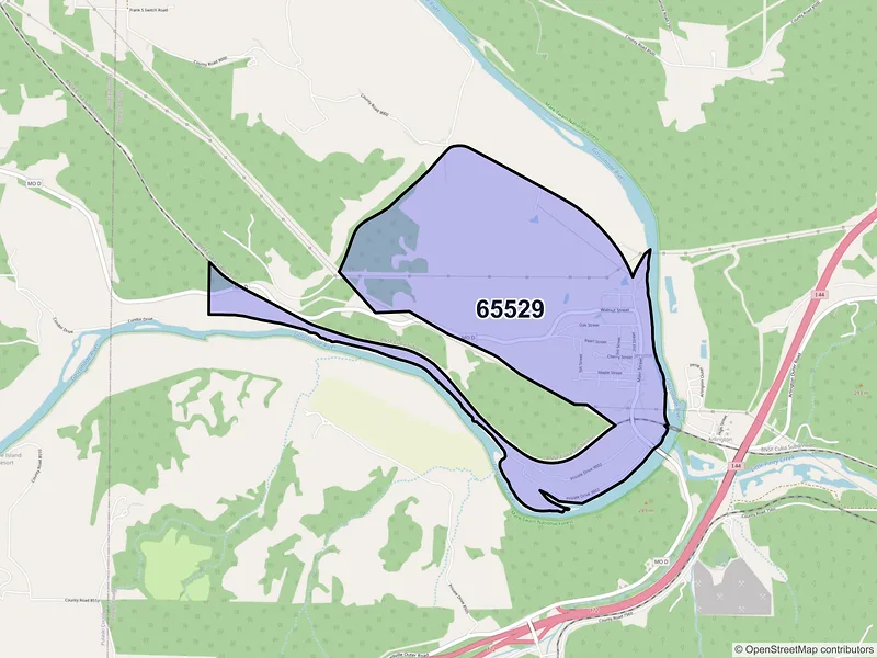 Map of ZIP Code 65529 — Jerome, MO