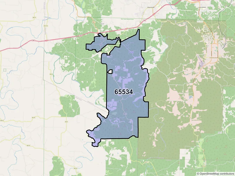 Map of Laquey, Missouri and ZIP codes