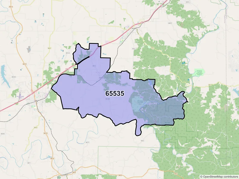Map of ZIP Code 65535 — Leasburg, MO