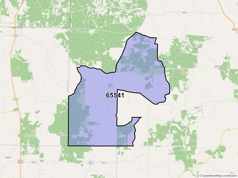 Map of ZIP Code 65541 — Lenox, MO