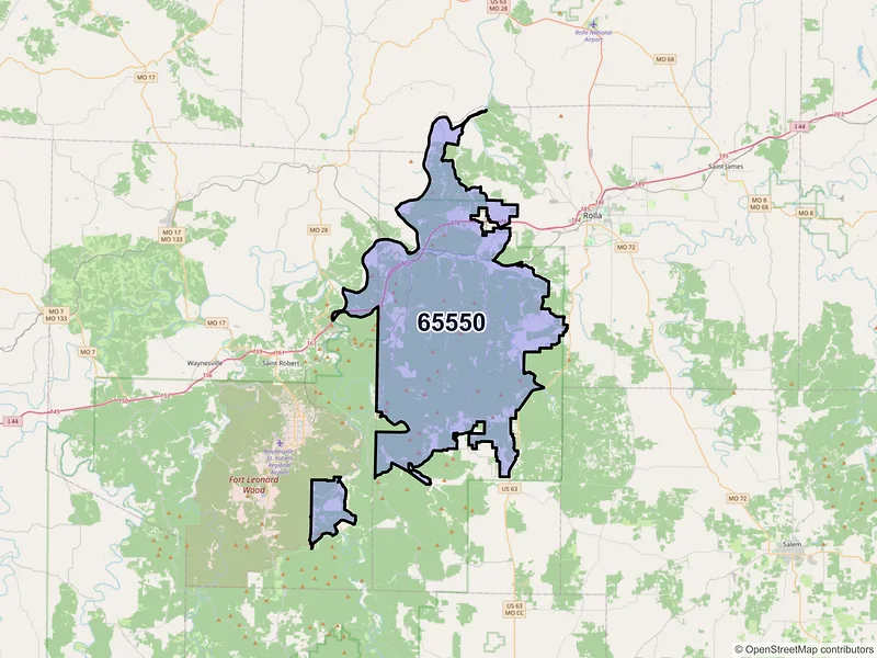 Map of Newburg, Missouri and ZIP codes