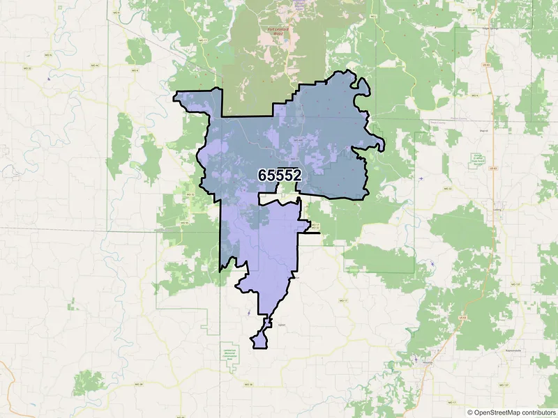 Map of ZIP Code 65552 — Plato, MO