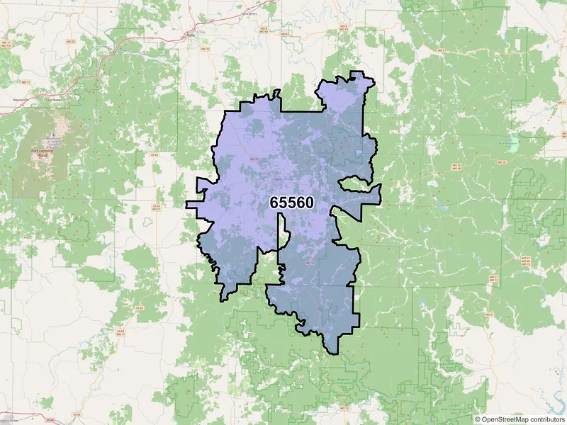 Map of ZIP Code 65560 — Salem, MO