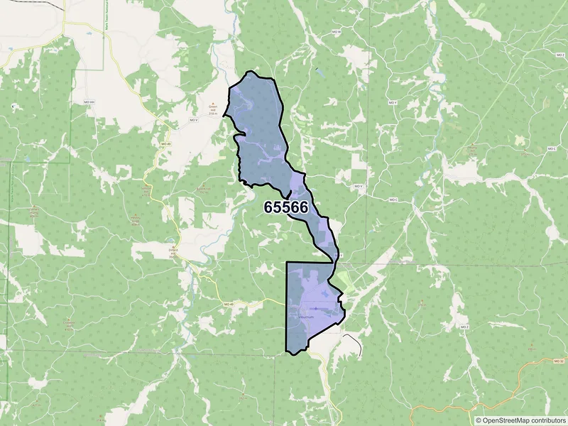 Map of ZIP Code 65566 — Viburnum, MO