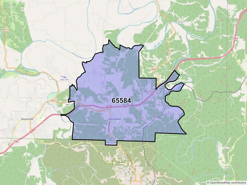 Map of ZIP Code 65584 — Saint Robert, MO