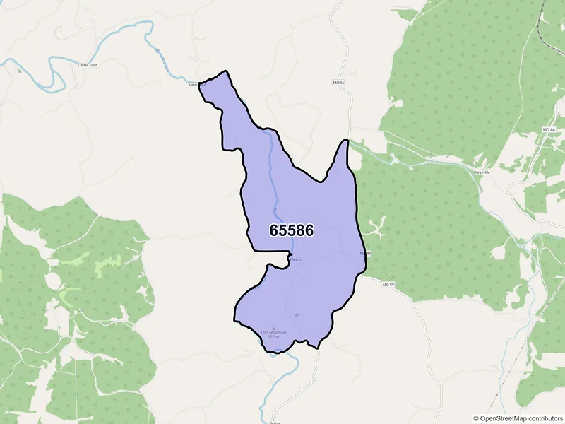 Map of Wesco, Missouri and ZIP codes