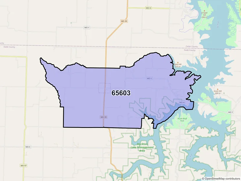 Map of ZIP Code 65603 — Arcola, MO