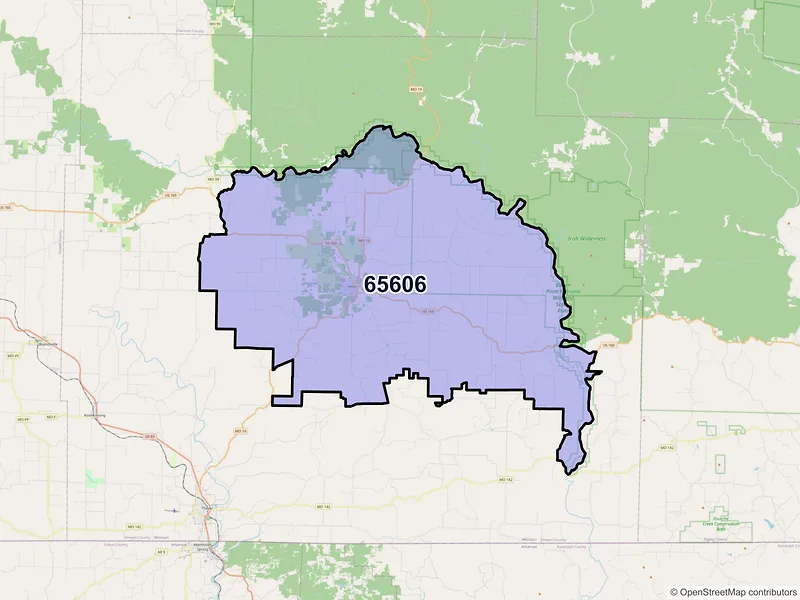 Map of ZIP Code 65606 — Alton, MO
