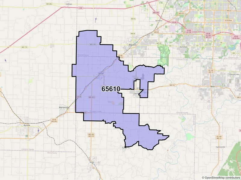 Map of ZIP Code 65610 — Billings, MO