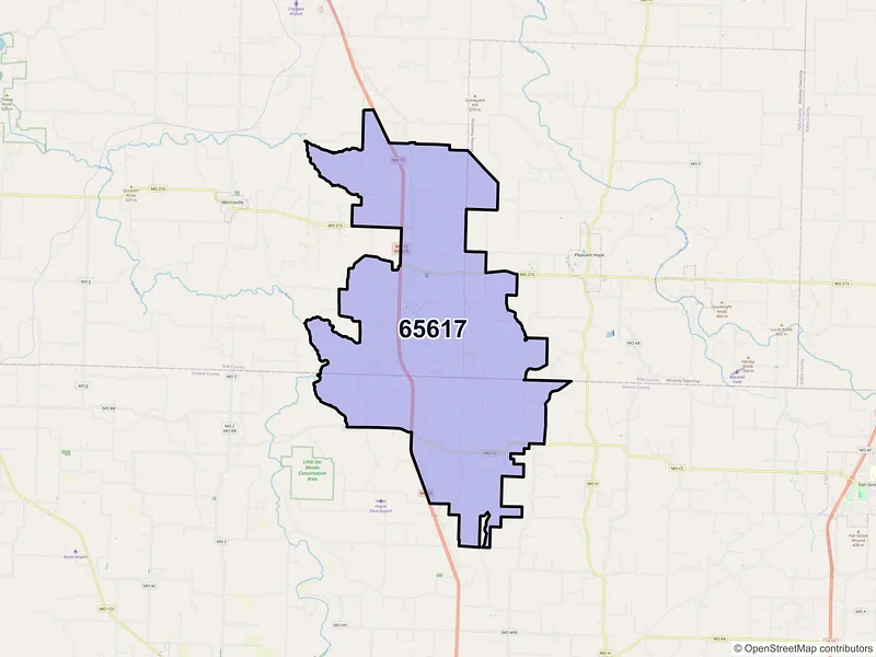 Map of ZIP Code 65617 — Brighton, MO
