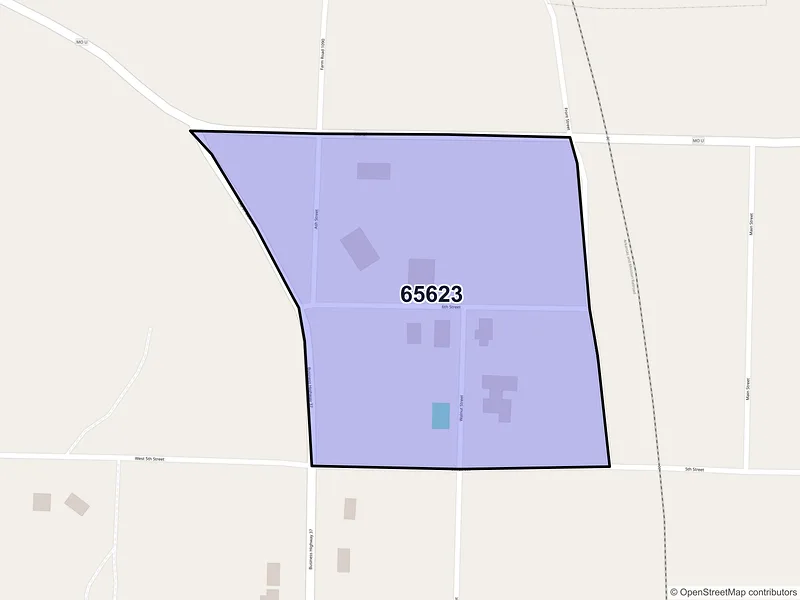 Map of Butterfield, Missouri and ZIP codes