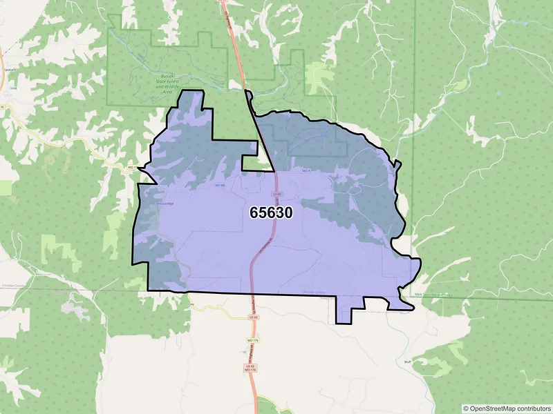 Map of ZIP Code 65630 — Chestnutridge, MO
