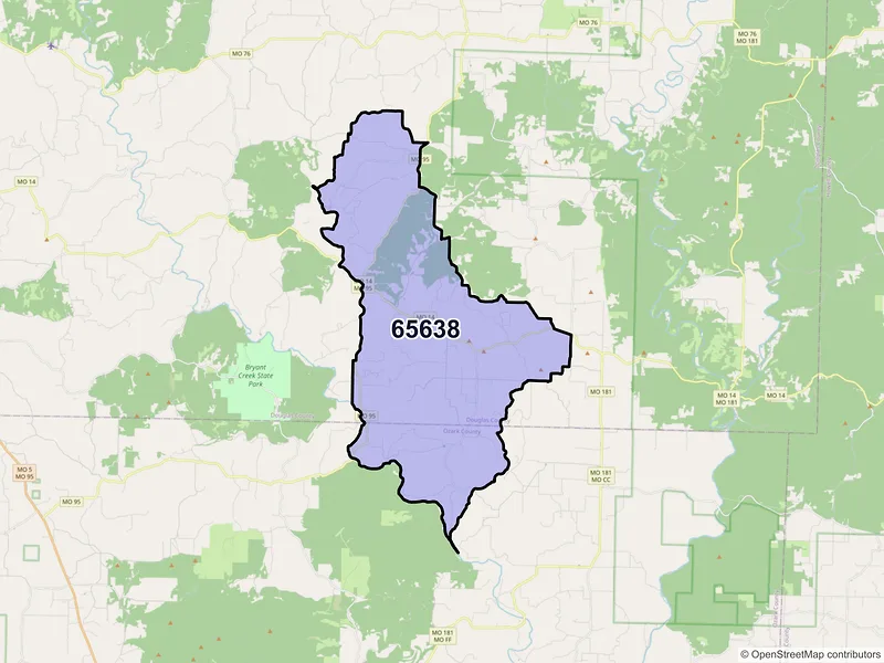 Map of ZIP Code 65638 — Drury, MO
