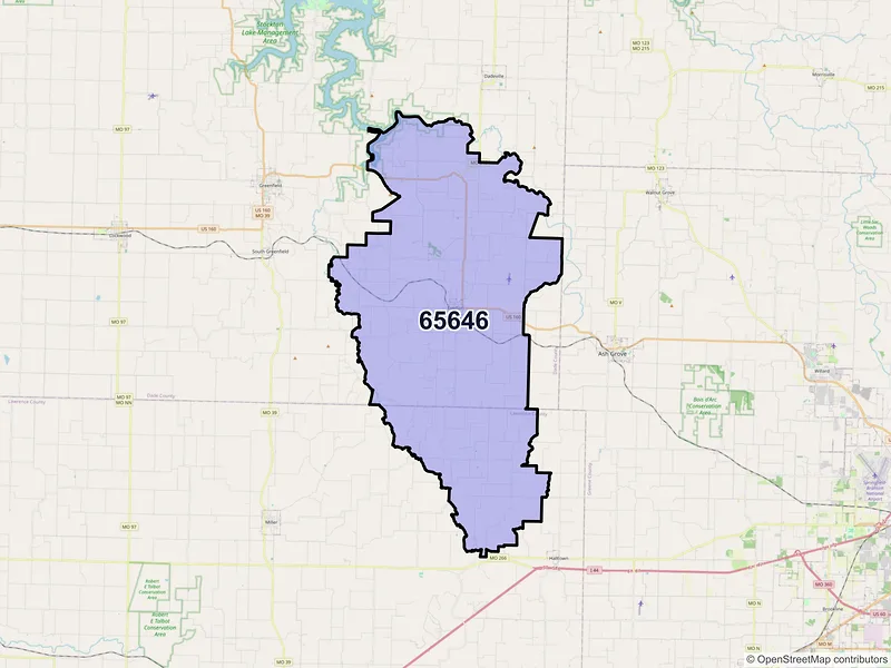 Map of ZIP Code 65646 — Everton, MO