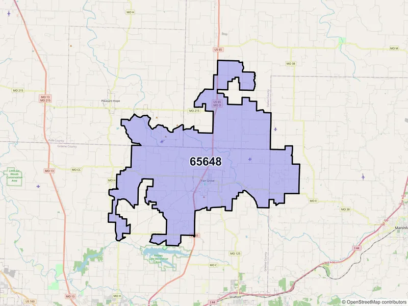 Map of ZIP Code 65648 — Fair Grove, MO