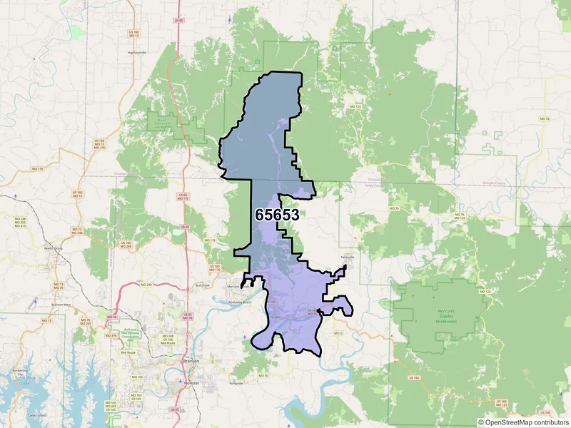 Map of ZIP Code 65653 — Forsyth, MO