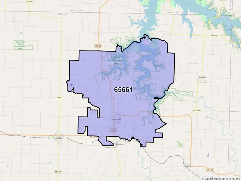 Map of ZIP Code 65661 — Greenfield, MO