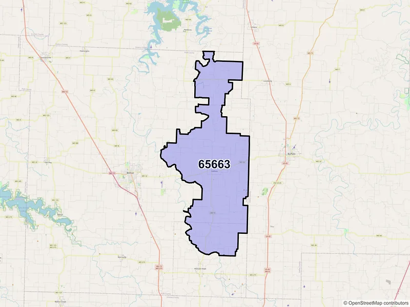 Map of ZIP Code 65663 — Half Way, MO