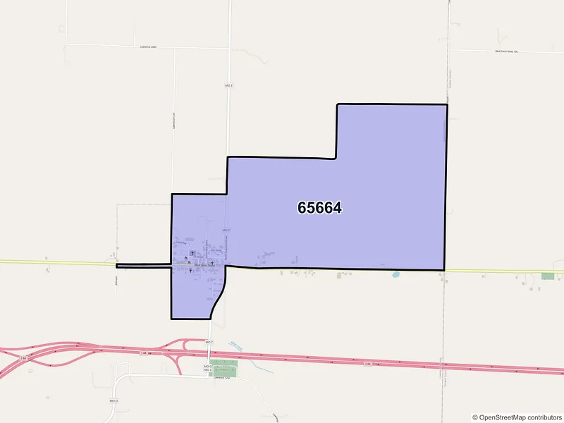 Map of Halltown, Missouri and ZIP codes