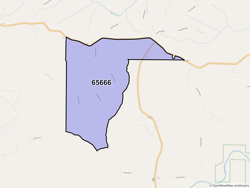 Map of ZIP Code 65666 — Hardenville, MO