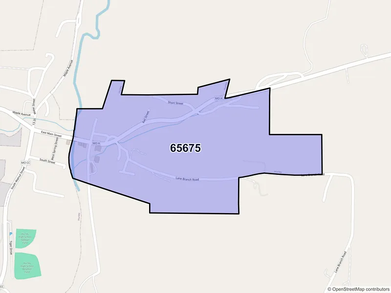 Map of Hurley, Missouri and ZIP codes