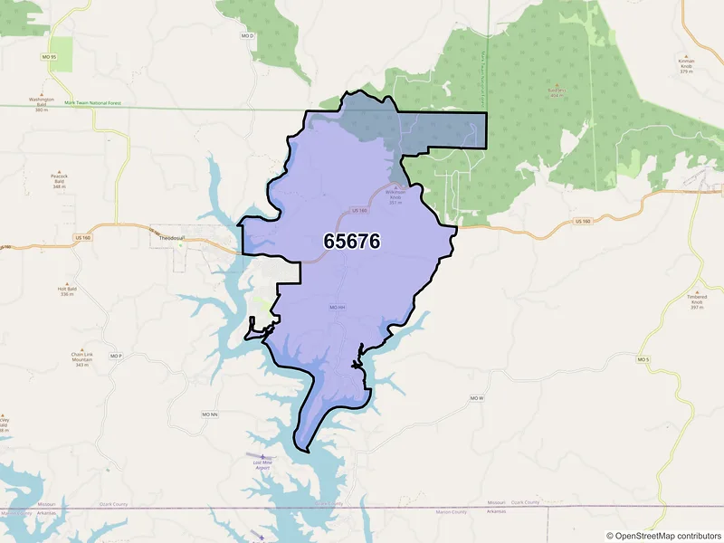 Map of ZIP Code 65676 — Isabella, MO