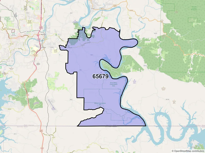Map of ZIP Code 65679 — Kirbyville, MO