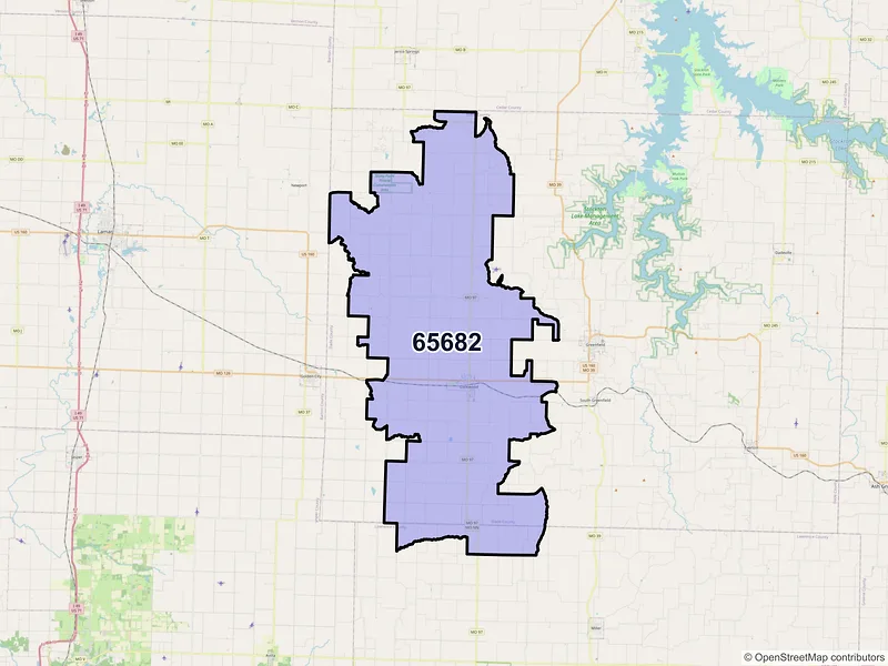 Map of ZIP Code 65682 — Lockwood, MO